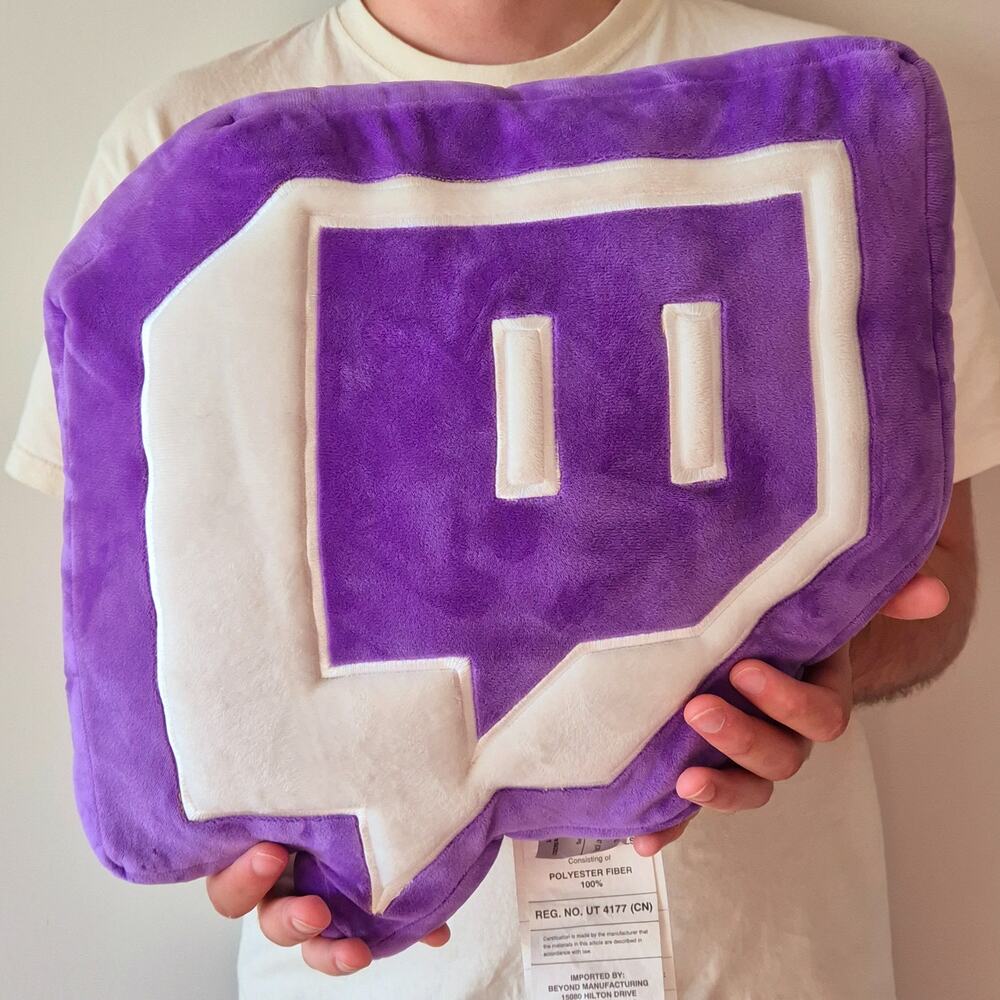 Official Twitch Glitch Logo Pillow Plush 14" Purple Gaming Room Decor